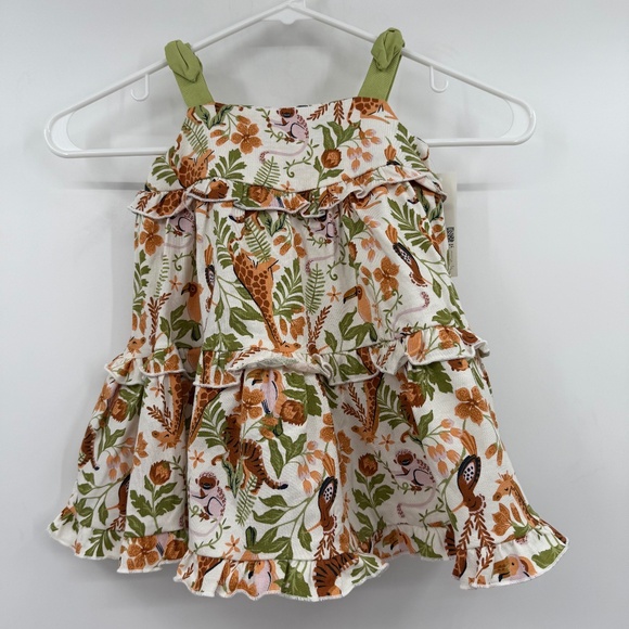 Rachel Zoe Dress Baby Toddler Girl 12M NEW Green Safari Animal Sleeveless Ruffle - Picture 1 of 9